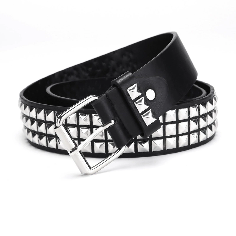 Унисекс кожаный пояс с пирамидальными studs, стиль панк/европейский джинсовый, длина 110 см