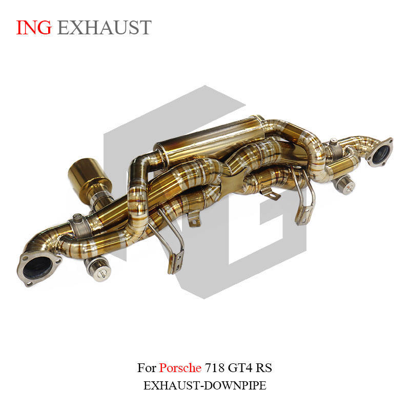 Titanium exhaust pipe with valve for Porsche 718 GT4 RS 4.0L