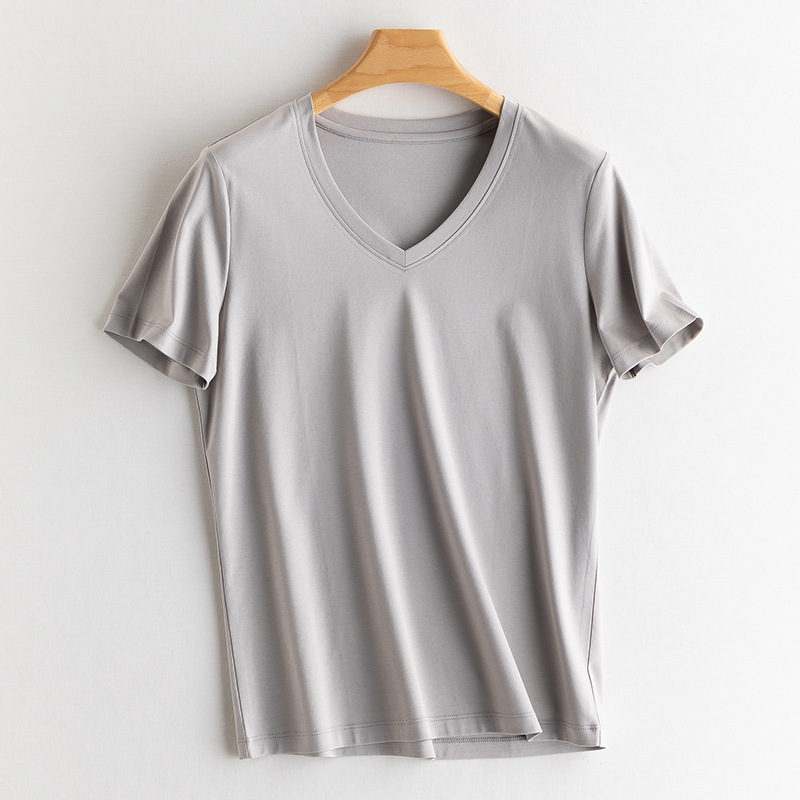 Yuyue 2025 桑蚕シルクシルクコットン 冷感ノーアイロン13色Tシャツ 夏涼しいシルクのような滑らかな桑蚕シルクトップス レディース|undefined