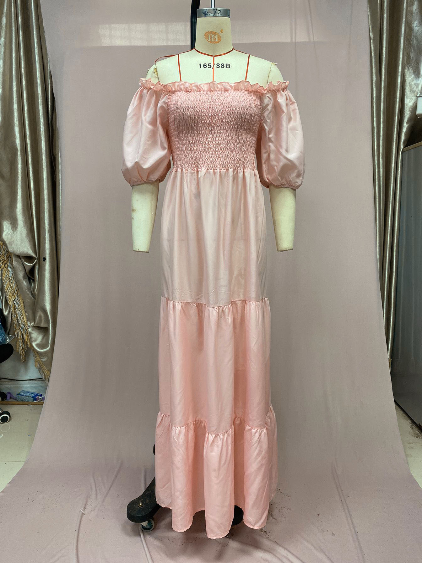2025 Cross-Border New Spring Summer European And American Women's Off-Shoulder Floral Long Fairy Dress_ecoleips.com