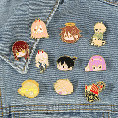 Hot-selling Cross-Border Electric Boy Pin Wholesale: Pochita & Denji Fan-Made Metal Badge—Perfect for Backpacks, Scarves, and Accessories