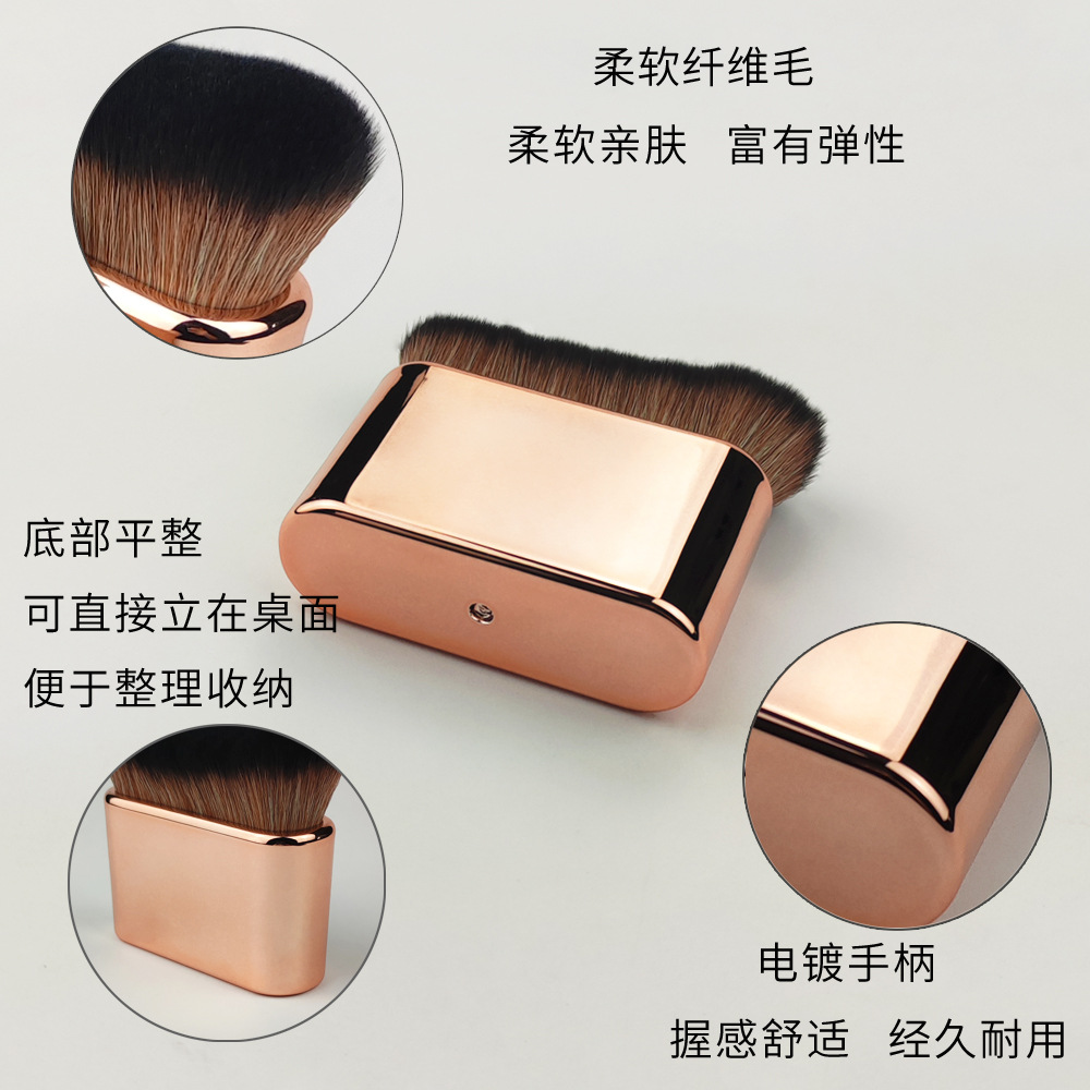 Nuevo cepillo de maquillaje de pelo suave de gran tamaño cepillo de cuerpo multifuncional cepillo plano de bambú cepillo de cuello Caterpillar Foundation cepillo de polvo suelto al por mayor