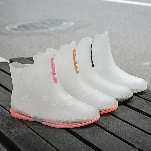 Jelly Women's Waterproof Slip-Resistant Rain Boots Fashion Korean Version Transparent Crystal Sole Rain Shoes for Export