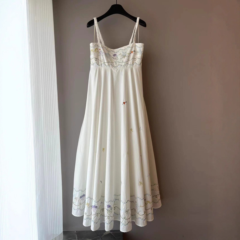 Designer Niche 2025 New Cotton Embroidered Suspender Dress