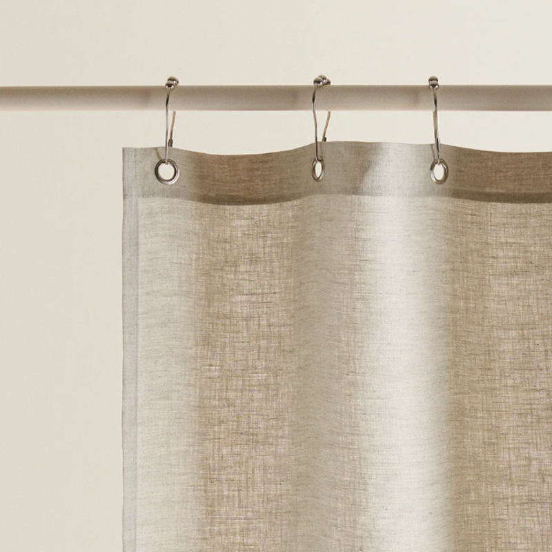 跨境专供高端轻奢亚麻浴帘纯色简约抗水浴室隔断亚马逊门窗帘定制