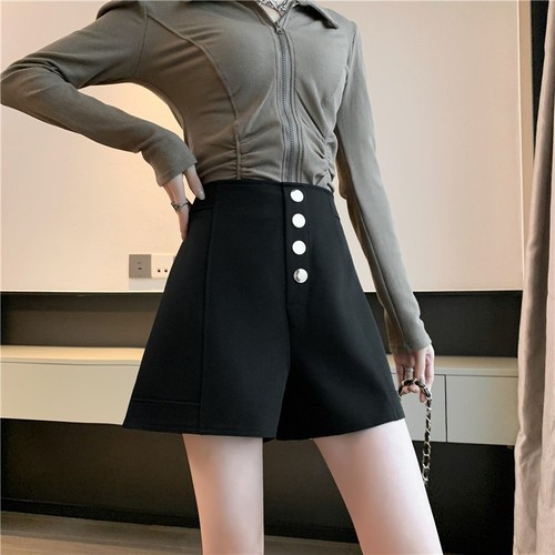 Women's High-Waisted Shorts Pure Desire Style Versatile Summer Heat Pants Korean Version Advanced Fashion Outerwear Wide Leg A-Line Shorts