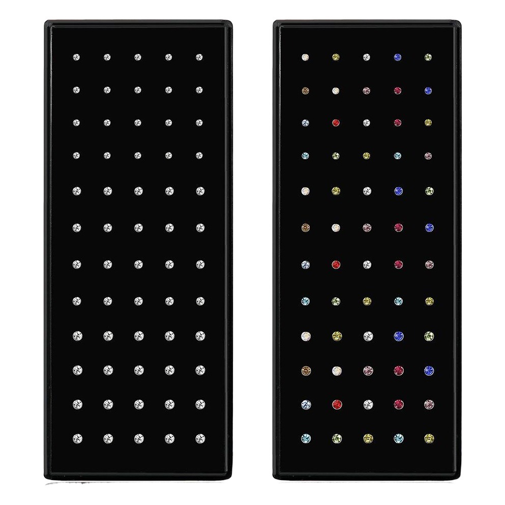 Venta caliente europea y americana 1,5/2,0/2.5 mm60 PCs/caja de acero inoxidable nariz Stud diamante titanio acero nariz anillo piercing joyería