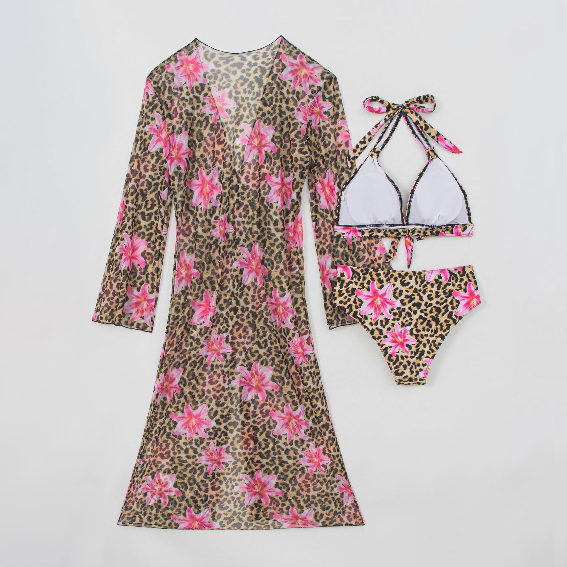 Women's Clothing Women's Sexy Fashion Three Piece Swimsuit Set European American Style Multicolor Printed Bikini_ecoleips.com