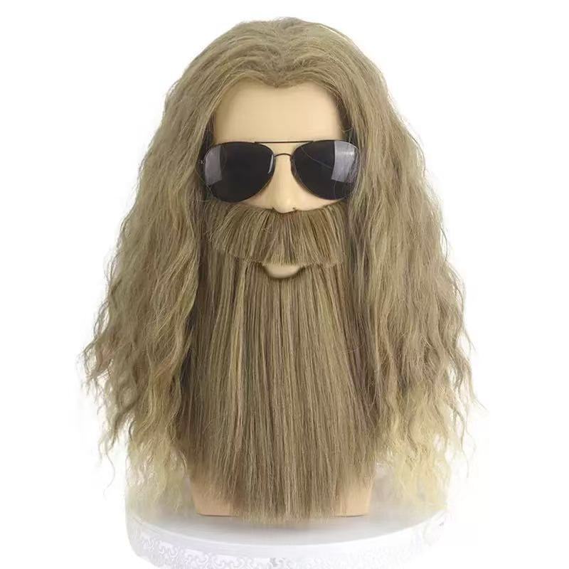 Party Supplies Christmas Dress Up Beard Matte High Temperature Silk Santa Claus Wig Straight Hair Beard Wig