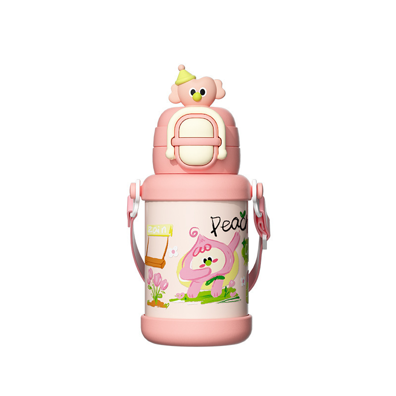 Taza de aislamiento al vacío especial de alto valor facial para niños, taza de agua de alta capacidad, taza de paja portátil de grado alimenticio 316L