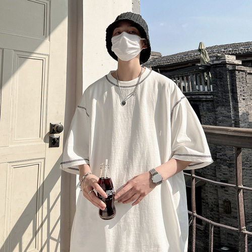 White T-shirt Short-sleeve Men's Summer Design-led Niche American Streetwear Brand Large Size Casual Base T-shirt