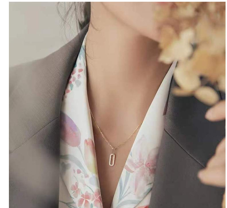1 Piece Quantity Daily Occasion 925 Sterling Silver Zircon Cable Chain Inlay Geometric Pendant Necklace