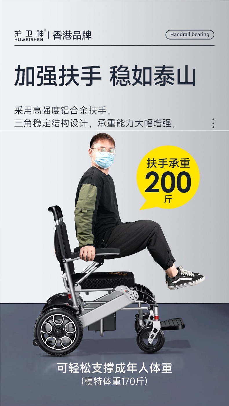 Guardian God's New Electric Wheelchair, Intelligent Fully Automatic Folding Lightweight Official Anti-Tip Mobility Scooter for the Elderly