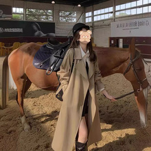 卡其色风衣女小个子2025春秋新款纯色翻领宽松中长款风衣外套女潮