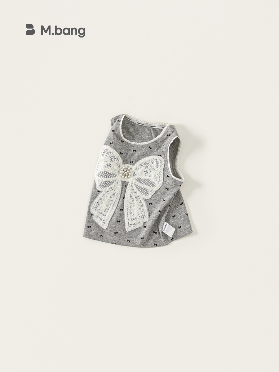 Youbao ropa para niños verano nuevo estilo para niños versión coreana sin mangas top delgado cuello redondo T chaleco bordado con lazo para niñas
