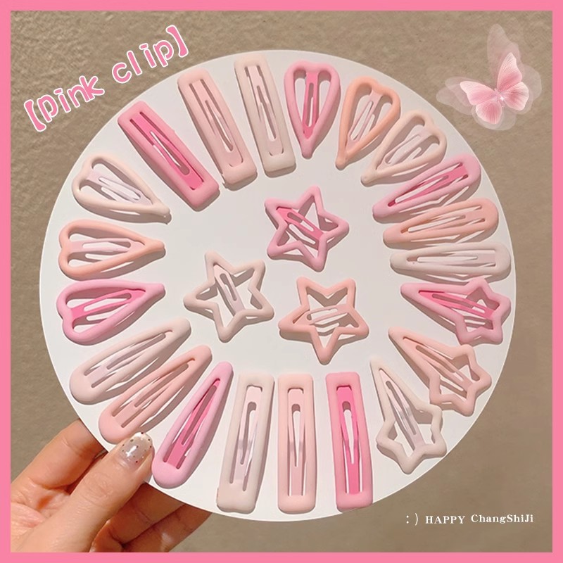 Estrellas rosadas lindas pinzas de cabello para mujeres primavera y verano pinzas de cepa laterales para niños amor BB pinzas de cabello rotas tocado