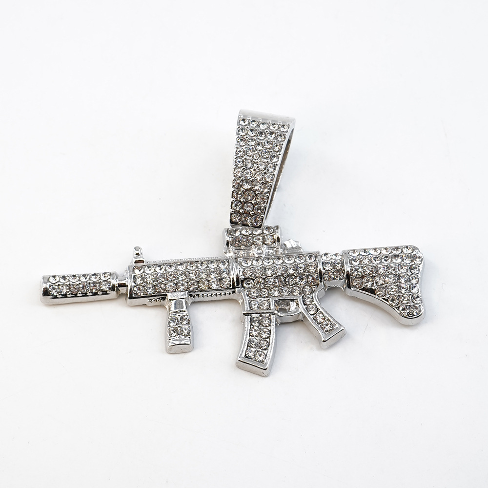 Explosiones transfronterizas europeas y estadounidenses hip hop full taladro colgante ametralladora personalidad masculina moda joyas de cadena cubana al por mayor