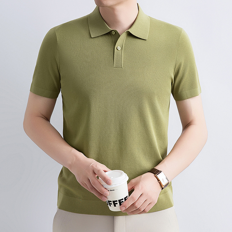 High-End Modal Short-Sleeved Knitwear for Men, Summer Thin Silk Polo Shirt, Business Casual Versatile T-Shirt High-End Modal Short-Sleeved Knitwear for Men, Summer Thin Silk Polo Shirt, Business Casual Versatile T-Shirt