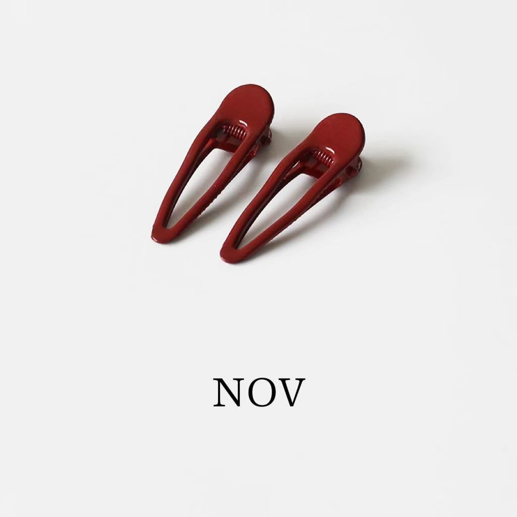Ankora Red Hair Clip Water Drops Hollow Hair Clip Bangs 클립 간단한 기질 사이드 클립 헤어핀 헤어 액세서리 덕빌 클립
