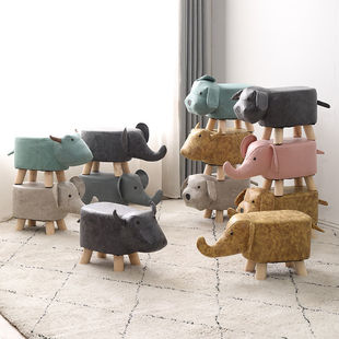 Technology Cloth Elephant Stool Children's Animal Stool Solid Wood Shoe Changing Stool Creative Small Stool Home Living Room Cartoon Low Stool