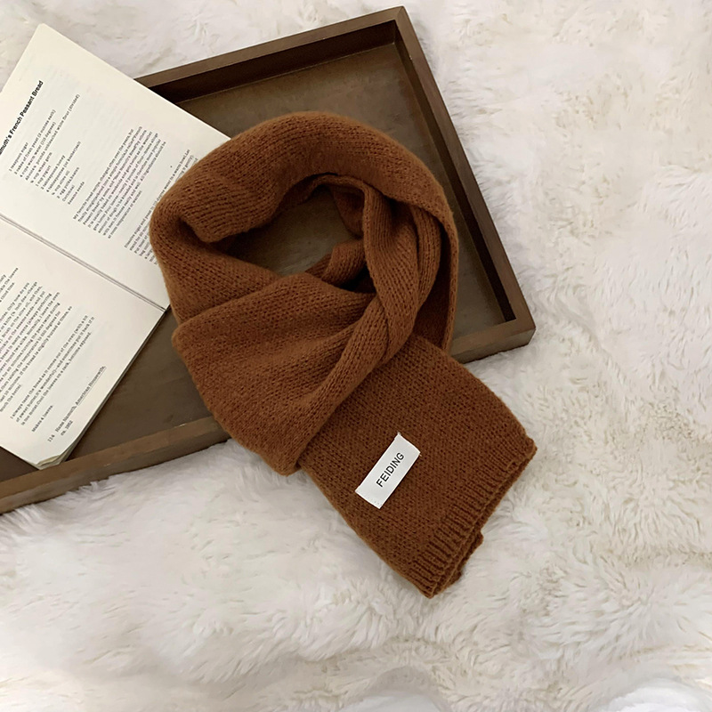Bufandas cálidas de invierno nuevas tendencias coreanas de color sólido parejas de color sólido amplio glutinoso suave engrosado buñuelo de punto chal