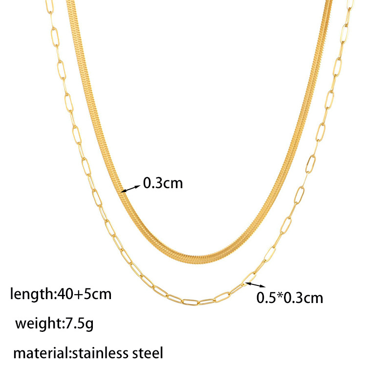 【XKN1115】 블레이드 크로스 더블 체인 목걸이 골드