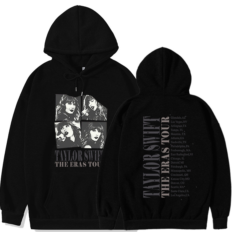 2023 Taylor Swift Time Tour Grey Korean Autumn and Winter New All-Match Personalized Printed Hooded