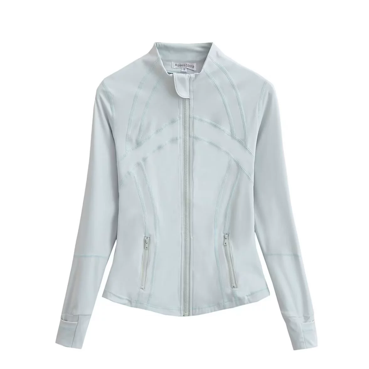 Летний длинный рукав, одежда для йоги с молнией, французский стиль, slim fit