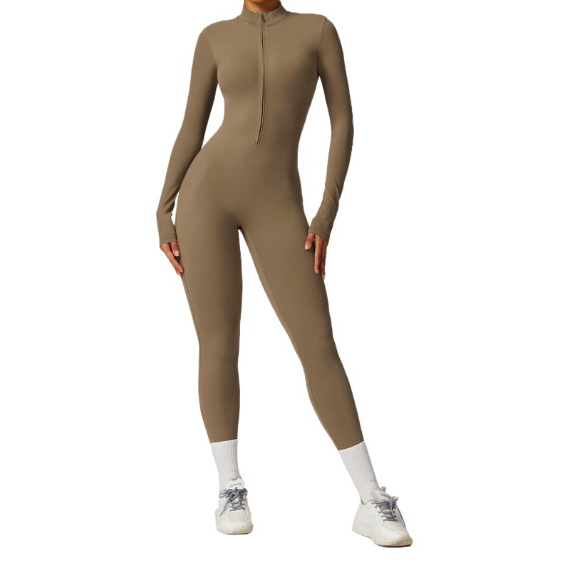 Zechuang весенний высокоинтенсивный спортивный комбинезон для йоги и красоты на спине, облегающий цельный фитнес-костюм на молнии, Женский 8594