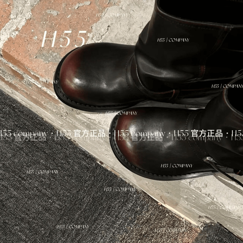 乌鸦信笺-芒果头褶皱裤管骑士短靴3cm2025秋季新款时尚靴子女鞋|undefined