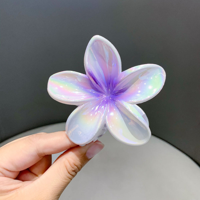 クロスボーダー真珠光沢のあるカラフルなプルメリアクリップ甘いガーリーハートフラワーヘアクリップ後頭部サメクリップカラフルなヘアクリップ|undefined