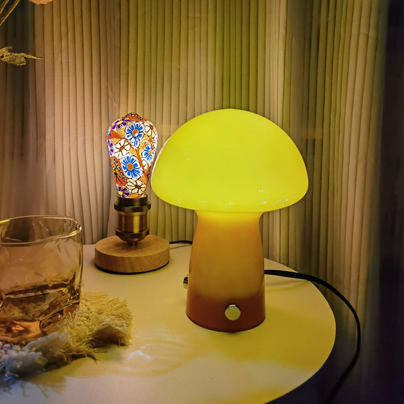 Lámpara de noche de cristal para regalo de boda, lámpara de dormitorio creativa para el hogar, lámpara de mesa decorativa estilo Bauhaus, decoración de ambiente.