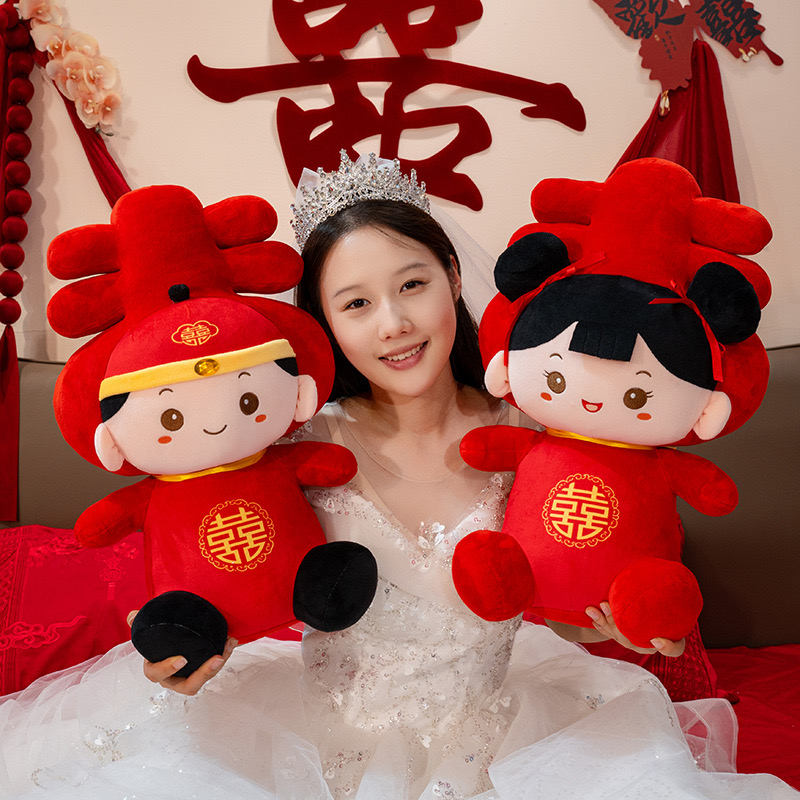 Casamiento doble muñeca de boda un par de muñecas de cama de prensado juguetes de peluche de boda boda muñeca de cabecera de la cama de la novia almohada de boda image 3