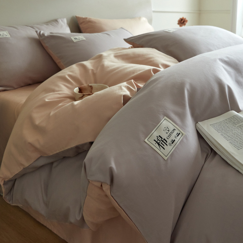 Color sólido simple cama de cuatro piezas de algodón puro algodón grado madre y bebé puede dormir desnudo sábanas de cama Kits al por mayor