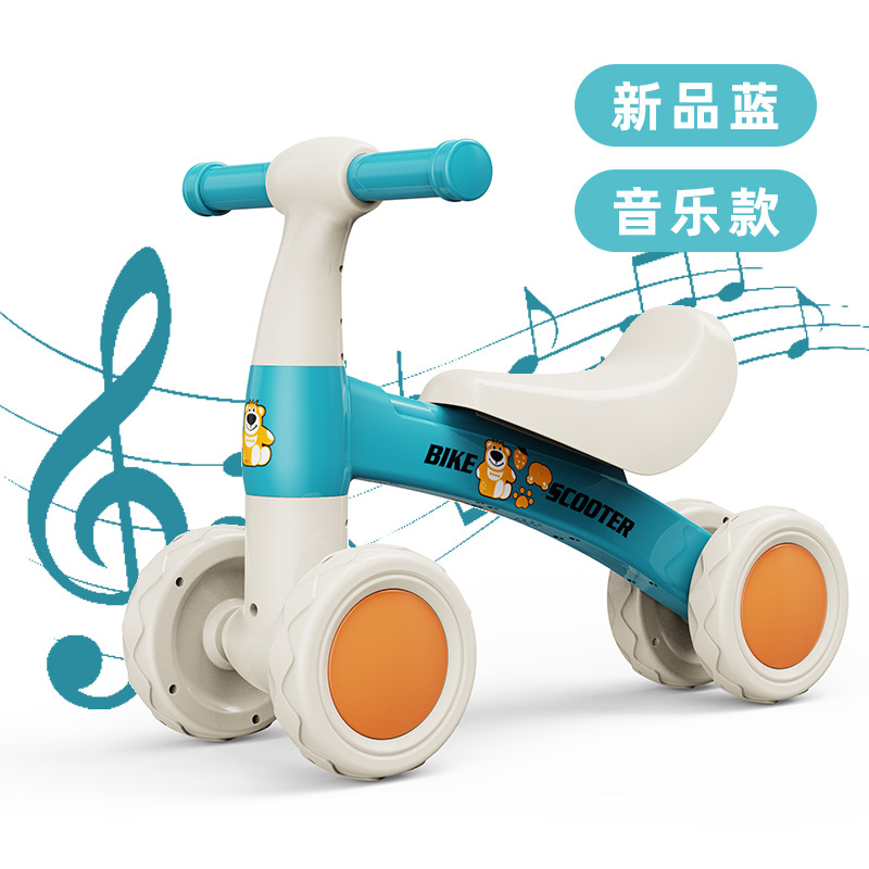 Cuatro ruedas de equilibrio para niños de 1 - 3 años de edad, patineta para bebés sin pedal, caminante anti-rollback, música, luces deslizantes