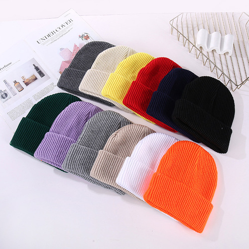 AliExpress autumn and winter melon skin hat hip-hop woolen hat men and women beanie hat landowner hat Baotou knitted hat solid color cold hat