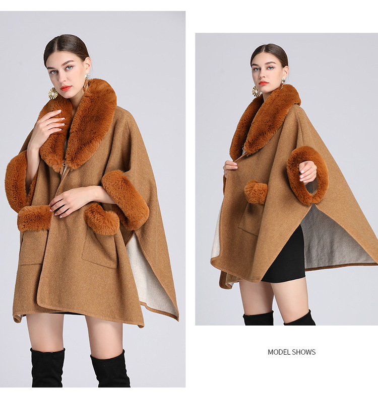 Mantella con colletto in lana, grande, ampia, in lana, cardigan donna_voghion.com