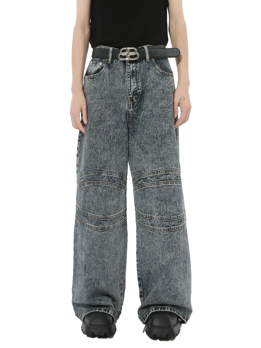 MTLCLOTHES Hombres| Nuevos productos de otoño estilo retro americano empalme pesado hombro conjunto de vaqueros casuales