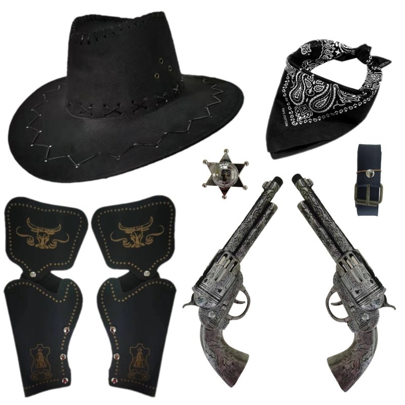 Navidad mascarada accesorios retro occidental vaquero arma de juguete arma mano pistola cubierta cinturón sello plástico mar pistola