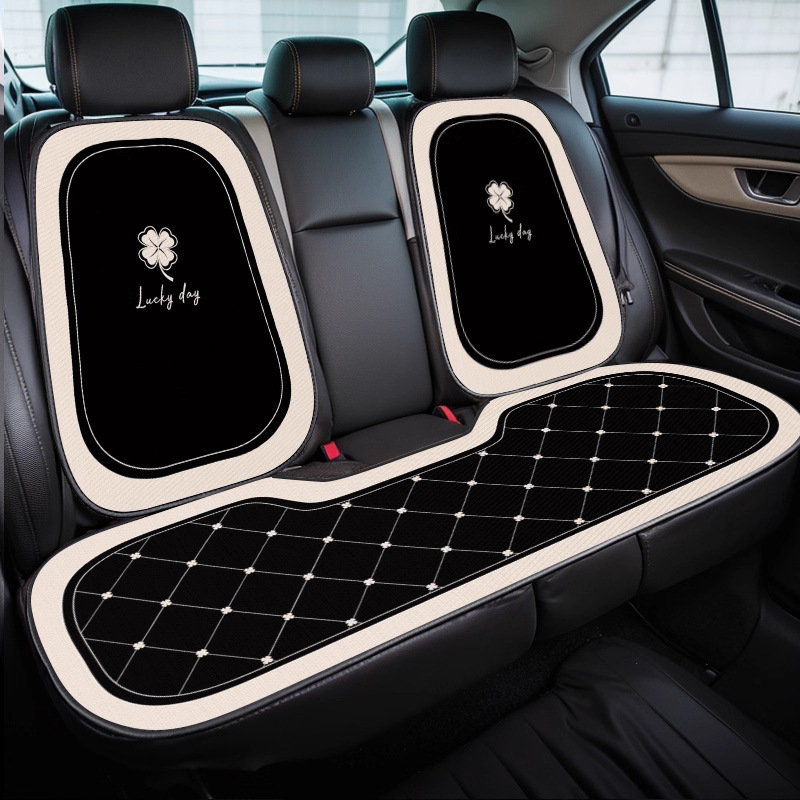オールシーズン対応のカーシートクッション、小さな香りの車の千鳥格子シートカバー、夏用アイスシルク通気性ハーフパックシートカーマット|undefined