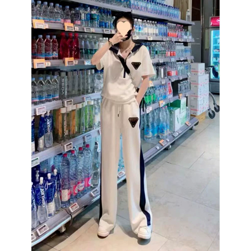 Женский летний спортивный костюм больших размеров, свободный крой, с капюшоном, широкие брюки, в западном стиле, двухкомпонентный комплект.