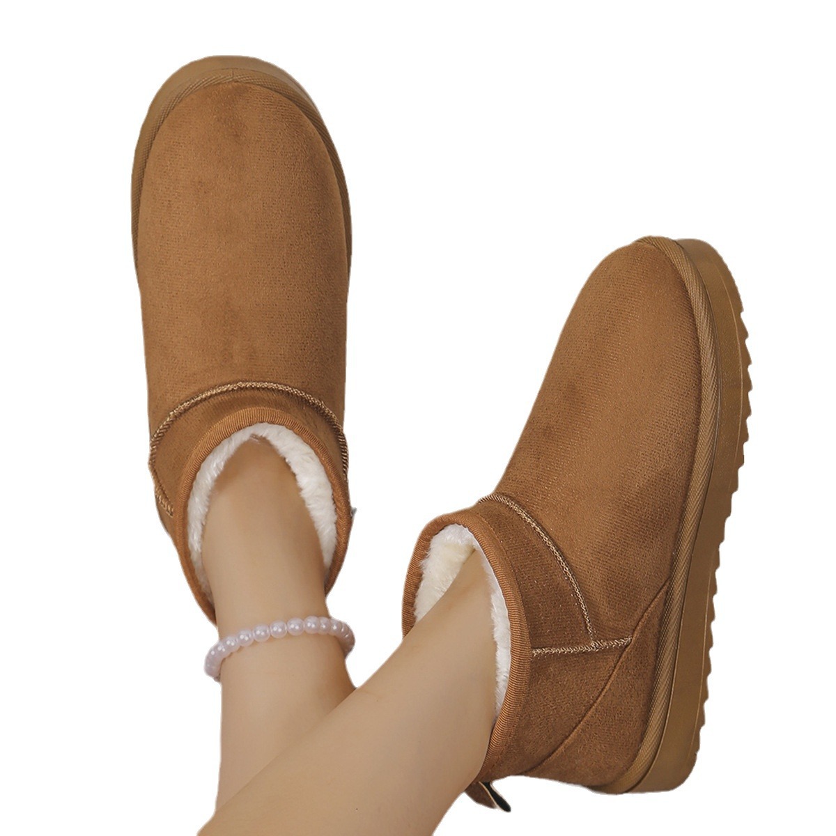 Short snow boots low cotton cowhide shoes_voghion.com