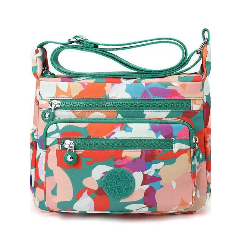 女士包2023新款印花尼龙单肩包帆布跨包中年妈妈包女包时尚休闲轻
