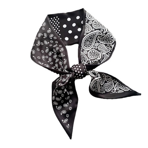 New Style Silk Scarf French Cashew Flower Ribbon Women's Versatile Decorative Collar Scarf Binding Pouch Tying Long Strip Two-Sided Collar Scarf