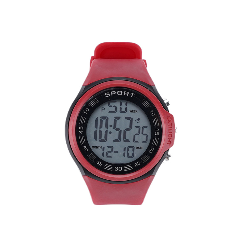 Red impermeable luz nocturna reloj electrónico de moda masculina simple estudiantes de secundaria adolescentes reloj deportivo multifuncional al por mayor