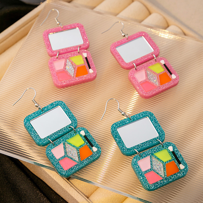 1 Pair Ig Style Simple Style Rectangle Plating Resin Drop Earrings display picture 3