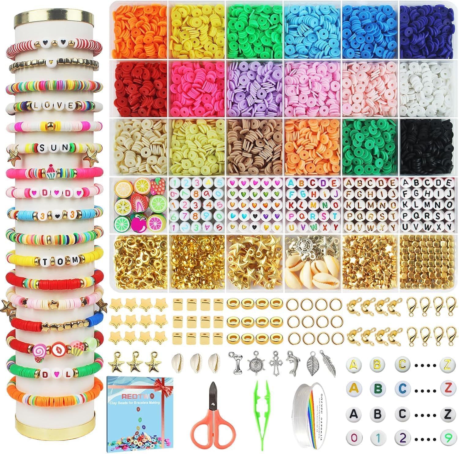 Ventas transfronterizas calientes de 6mm de cerámica blanda letras cuentas de cuentas de color cuentas de cerámica blanda caja de pulseras de chicas conjunto de combinación DIY