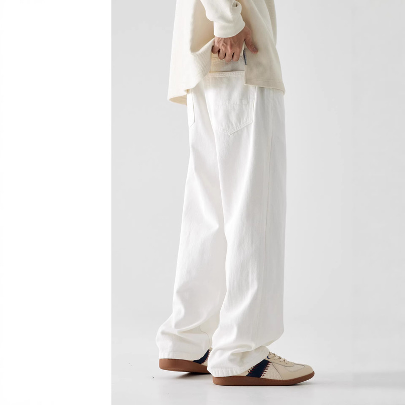 High-Quality White Jeans for Men, Straight Loose Fit, 2026 New American Style Cleanfit, Drapey Wide-Leg Pants High-Quality White Jeans for Men, Straight Loose Fit, 2026 New American Style Cleanfit, Drapey Wide-Leg Pants