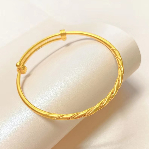 Gold-plated Sand Beads Bracelet 4N Crochet Women's Style Copper with Gold-plated Inheritance of Ancient Techniques Unique Design Wholesale