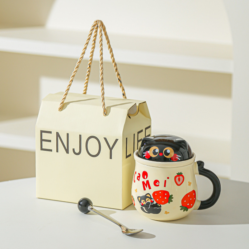 Fruta creativa gatos con tazas de fugas de té encantadoras caricaturas de alto valor de la cara de la taza de desayuno de leche doméstica taza de agua de oficina